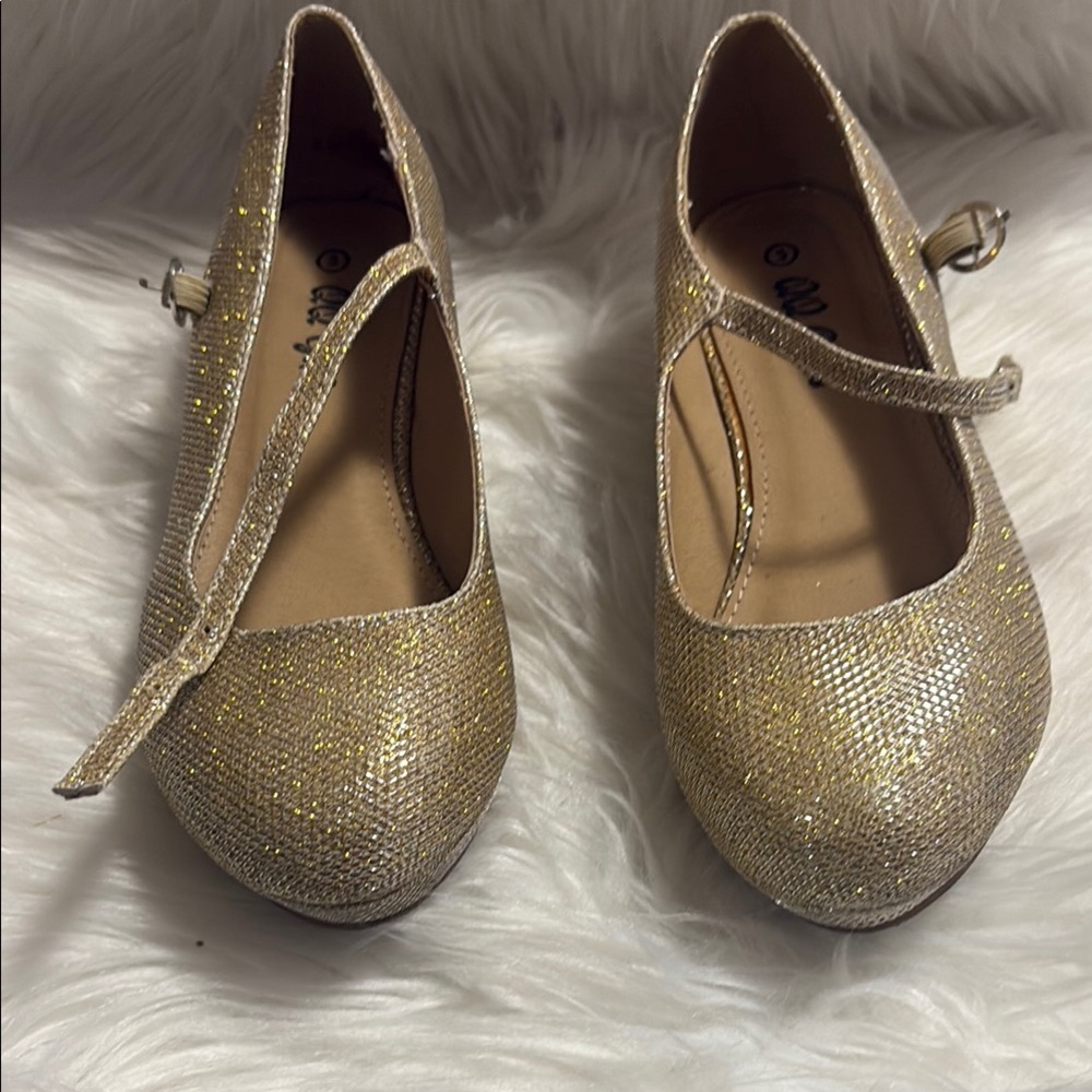 Gold Glitter Kids Dress Shoes